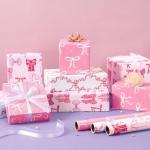 Pink Bow Wrapping Paper Roll - 3 Pack