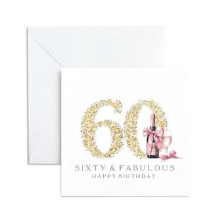 60th Birthday Card - Sixty & Fabulous Design