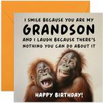 Humorous Birthday Card for Grandson - Chimp Design