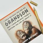 Humorous Birthday Card for Grandson - Chimp Design