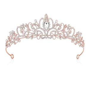 Rose Gold Crystal Tiara Crown for Women