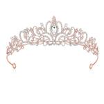 Rose Gold Crystal Tiara Crown for Women