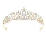 Elegant Gold Crystal Tiara for Women and Girls