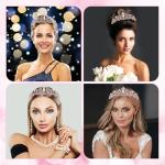 Rose Gold Crystal Tiara Crown for Women