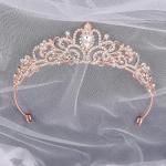 Rose Gold Crystal Tiara Crown for Women