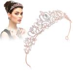 Rose Gold Crystal Tiara Crown for Women