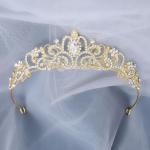 Elegant Gold Crystal Tiara for Women and Girls