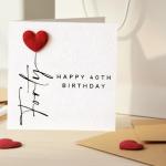 3D Heart Balloon 40th Birthday Card for Her