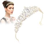Elegant Gold Crystal Tiara for Women and Girls