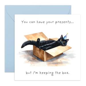 Funny Birthday Card – Black Cat Party Card