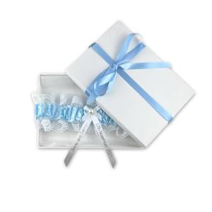 Personalized Blue Garter with Silver Text