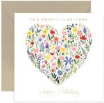 Floral Heart Grandma Birthday Card with Gold Foil