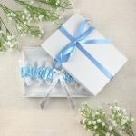 Personalized Blue Garter with Silver Text