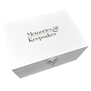 Engraved White Wooden Memory Box for Keepsakes