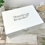 Engraved White Wooden Memory Box for Keepsakes