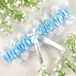 Personalized Blue Garter with Silver Text