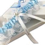 Personalized Blue Garter with Silver Text