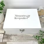 Engraved White Wooden Memory Box for Keepsakes