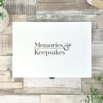 Engraved White Wooden Memory Box for Keepsakes