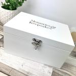 Engraved White Wooden Memory Box for Keepsakes