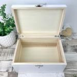 Engraved White Wooden Memory Box for Keepsakes
