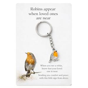 Heartfelt Robin Keyring with Remembrance Card