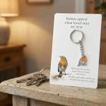 Heartfelt Robin Keyring with Remembrance Card