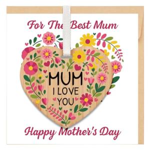 Happy Mother’s Day Wooden Heart Card Gift