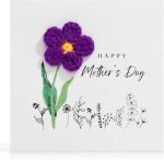 Handmade Crochet Purple Flower Mother's Day Card