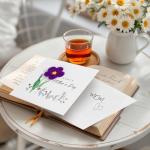 Handmade Crochet Purple Flower Mother's Day Card