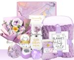 Spa Gift Set with Lavender Blanket and Flowers