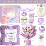 Spa Gift Set with Lavender Blanket and Flowers