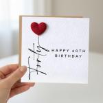 3D Heart Balloon 40th Birthday Card for Her