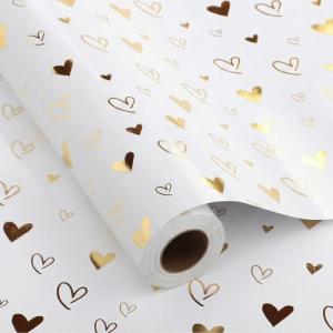 Gold Heart Gift Wrap Paper Roll for Any Occasion