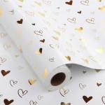 Gold Heart Gift Wrap Paper Roll for Any Occasion