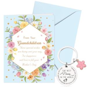 Floral Mother's Day Card Keychain for Grandmothers