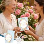 Floral Mother's Day Card Keychain for Grandmothers