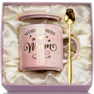 Pink Marble Coffee Cup for Mom with Accessories