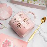 Pink Marble Coffee Cup for Mom with Accessories