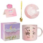 Pink Marble Coffee Cup for Mom with Accessories