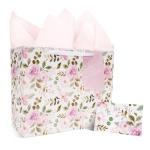 Large Pink Wedding Gift Bag with Tissue and Card