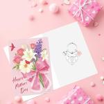 Floral Mother's Day Card and Heart Keychain Set