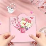 Floral Mother's Day Card and Heart Keychain Set