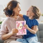 Floral Mother's Day Card and Heart Keychain Set