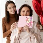 Floral Mother's Day Card and Heart Keychain Set