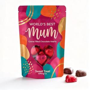 Red Foiled Chocolate Hearts for Super Mum
