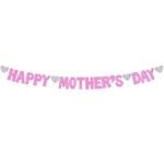 Pink Glitter Mother's Day Banner with Hearts