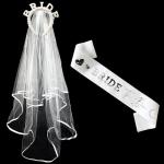 Sparkly Pearl Bride Tiara and Veil Set
