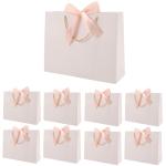 Elegant White Gift Bags with Bows - 8 Pack