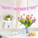 Pink Glitter Mother's Day Banner with Hearts